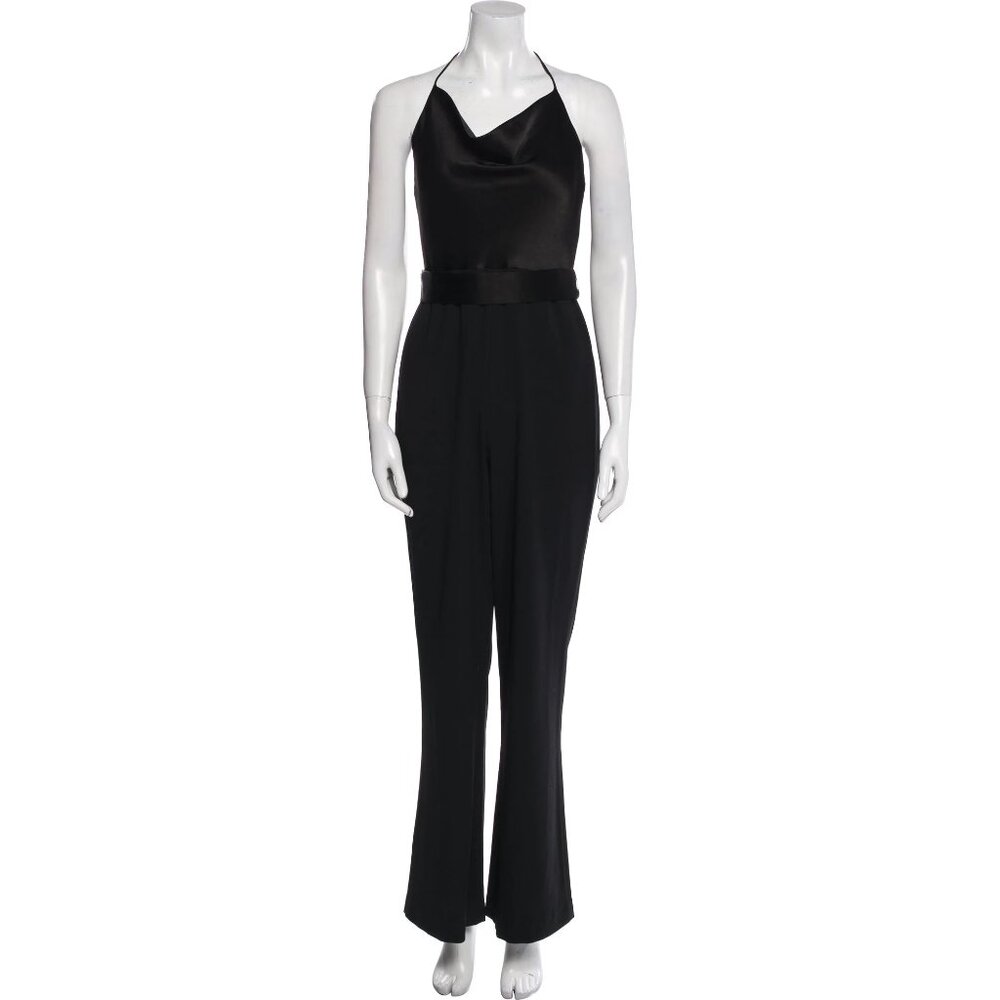 ALICE + OLIVIA Primrose Draped Satin-Crepe Halterneck Jumpsuit 6
